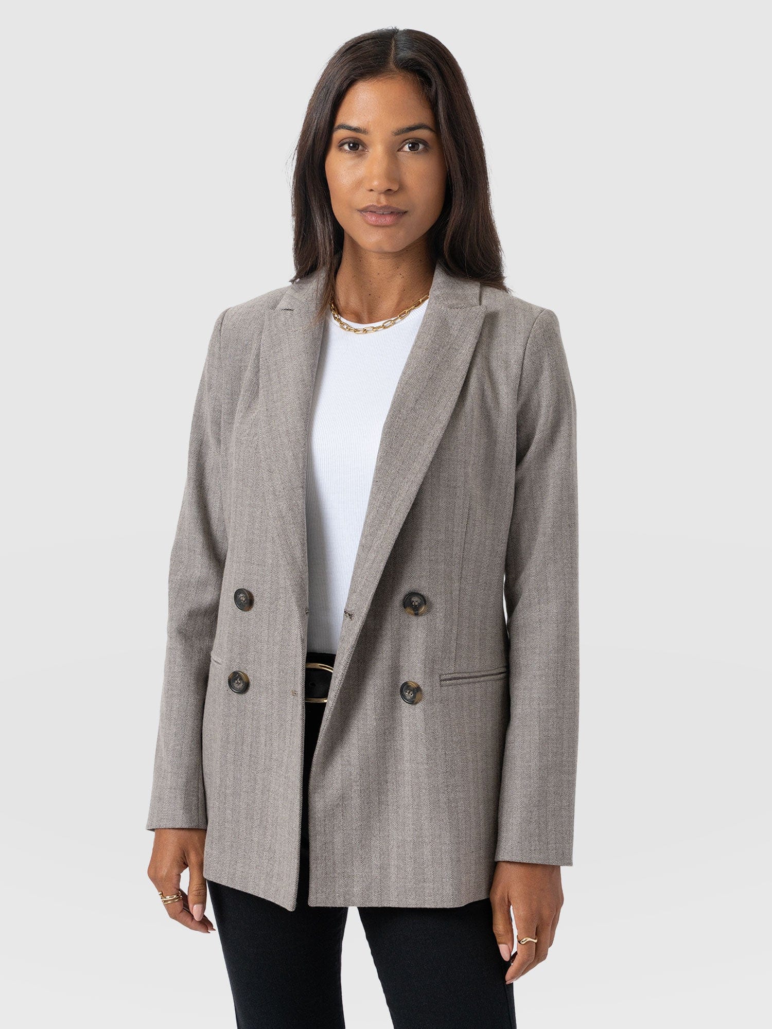 Cambridge Blazer - Brown Herringbone - Women's Jackets | Saint + Sofia® EU